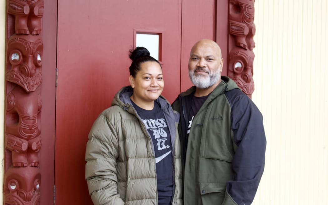 Melefau Tau'a'alo and Tevita Tau'a'alo grew up in Aotearoa and are now based in Australia. They have come to watch their tamariki perform at Polyfest 2025 for the first time.