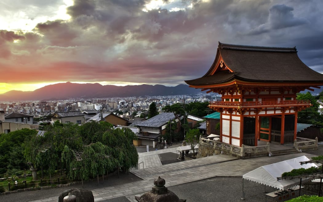 The Kiyomizu-dera shrine above Kyoto, Japan.