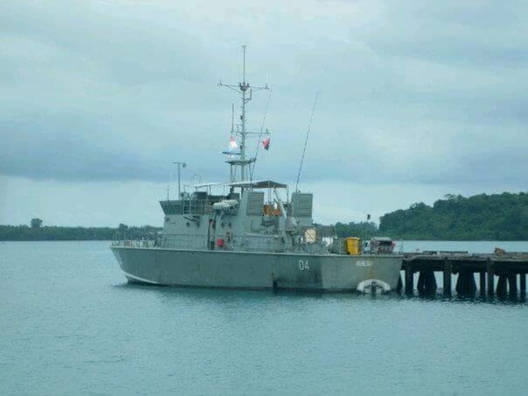 The HMPNGS Moresby, which stopped the foreign vessel