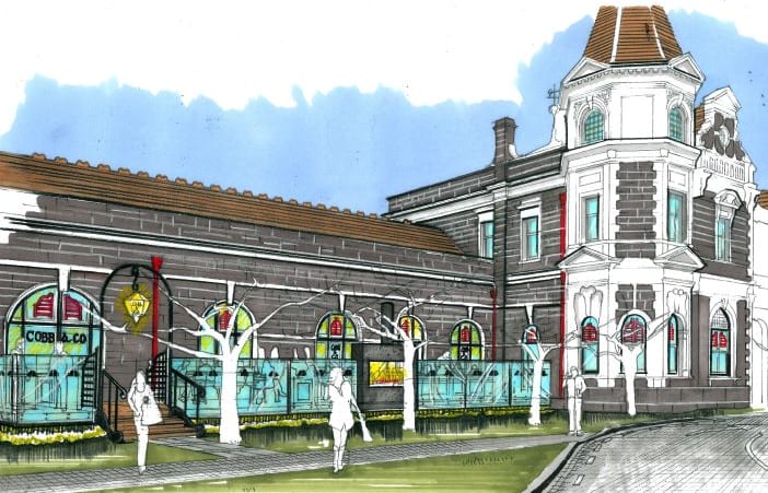 An artist's impression of the glass deck planned for Dunedin's historic railway station.