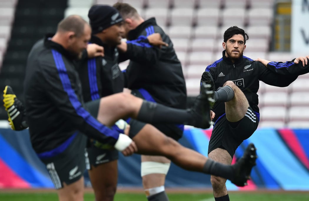 The All Blacks warm up in Darlington.