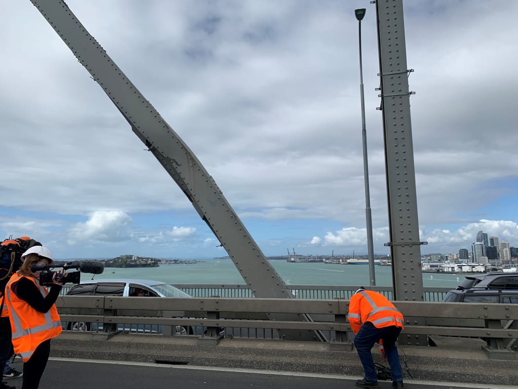 Damage on Auckland Harbour Bridge.