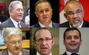 Clockwise from top left: Winston Peters, John Key, Te Ururoa Flavell, David Seymour, Andrew Little and Peter Dunne.