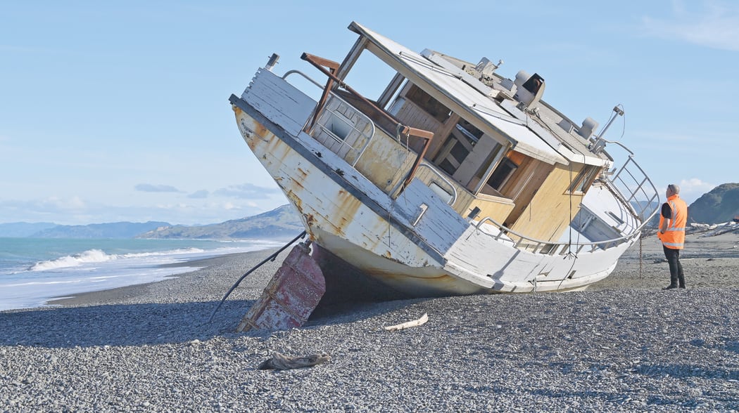 The 55-tonne vessel was about 10 nautical miles off the coast of Tokomaru Bay when crew sent out a mayday on 9 April.