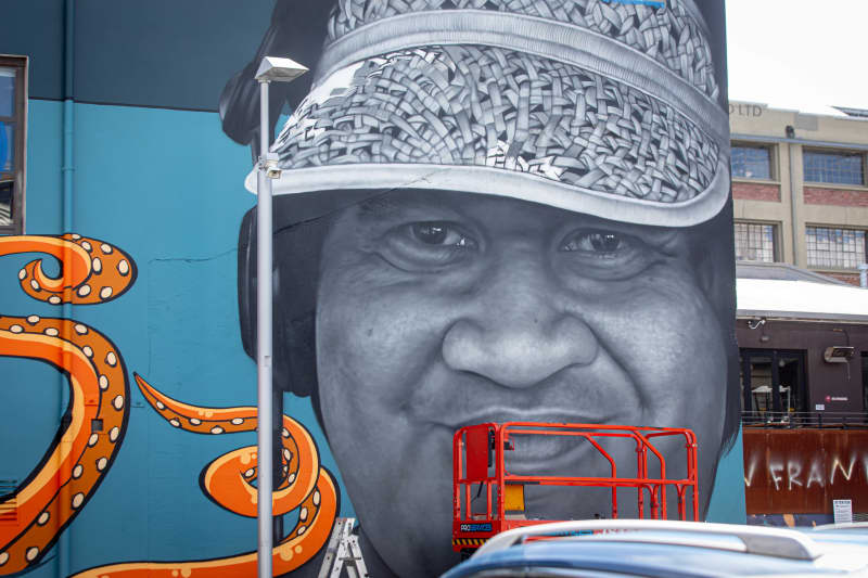 Mural for Chris MU Faiumu from Fat Freddy's Drop in Wellington