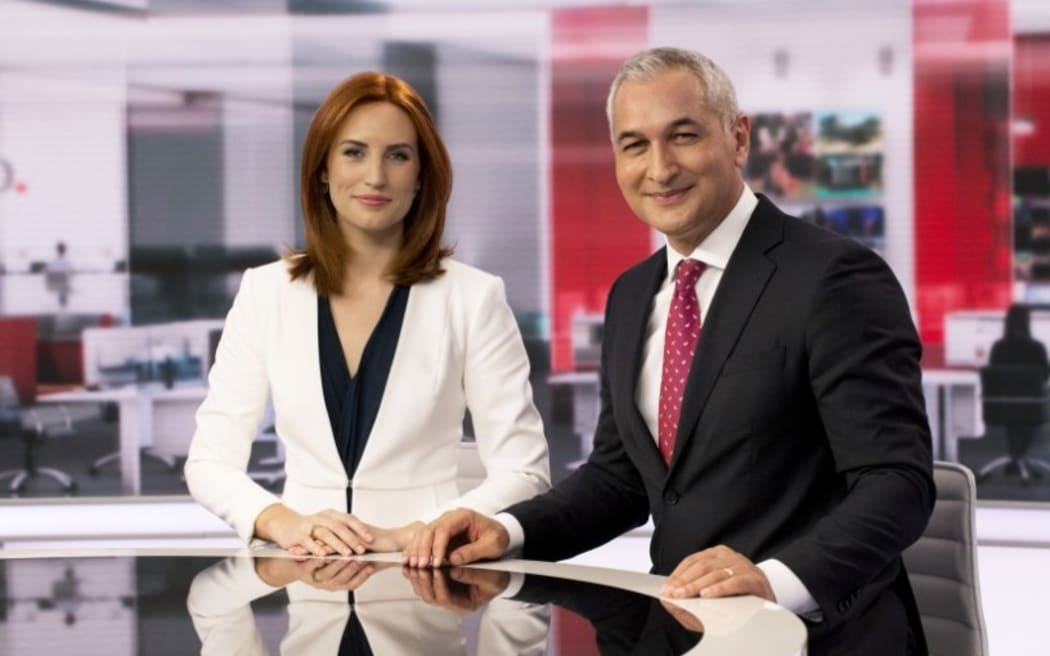 Newshub at 6 presenters Samantha Hayes and Mike McRoberts