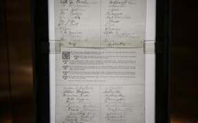 Women's Suffrage Petition, signed by about 24,000 New Zeland women. He Tohu, a new permanent exhibition of three iconic constitutional documents that shape Aotearoa New Zealand. Treaty of Waitangi, Declaration of Independence and Women's Suffrage Petition.