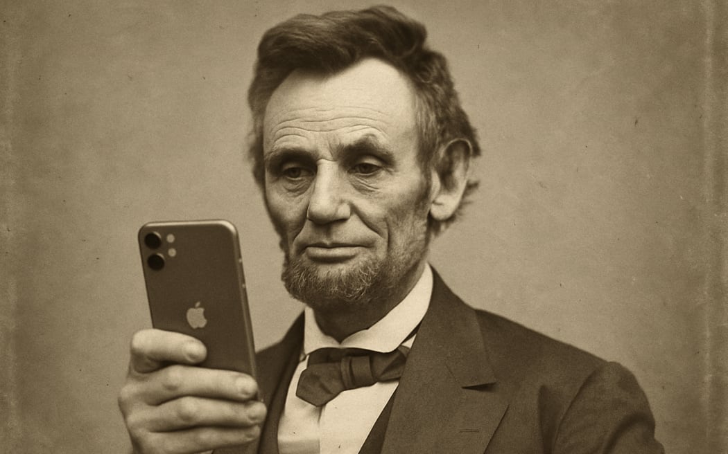 Abraham Lincoln didn't own an iPhone, but this Chat GPT-generated image tells us otherwise.