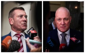 MP Michael Woodhouse, left, and Christopher Luxon.
