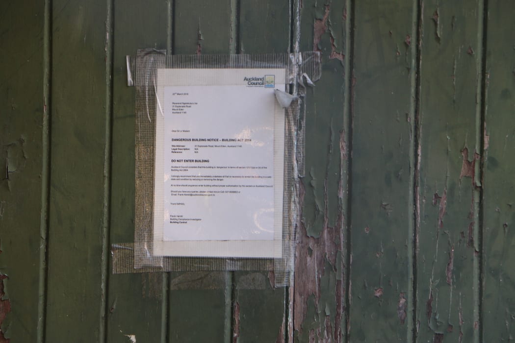 A warning sign on the hall door has been there for six years