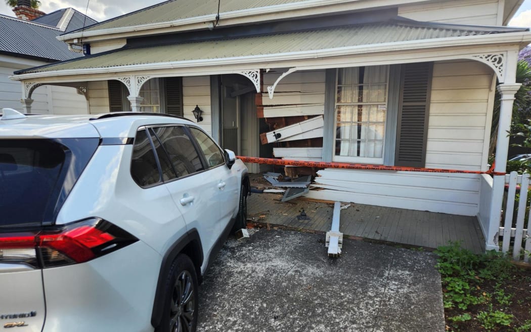 One person has been taken to hospital in moderate condition after a car crashed into a house in the Auckland suburb of Grafton.