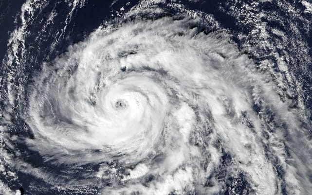 A satellite image captured on 13 October 13, shows hurricane Ophelia approaching the Azores islands in the Atlantic Ocean.