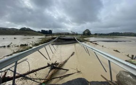 A damaged bridge near Wairoa