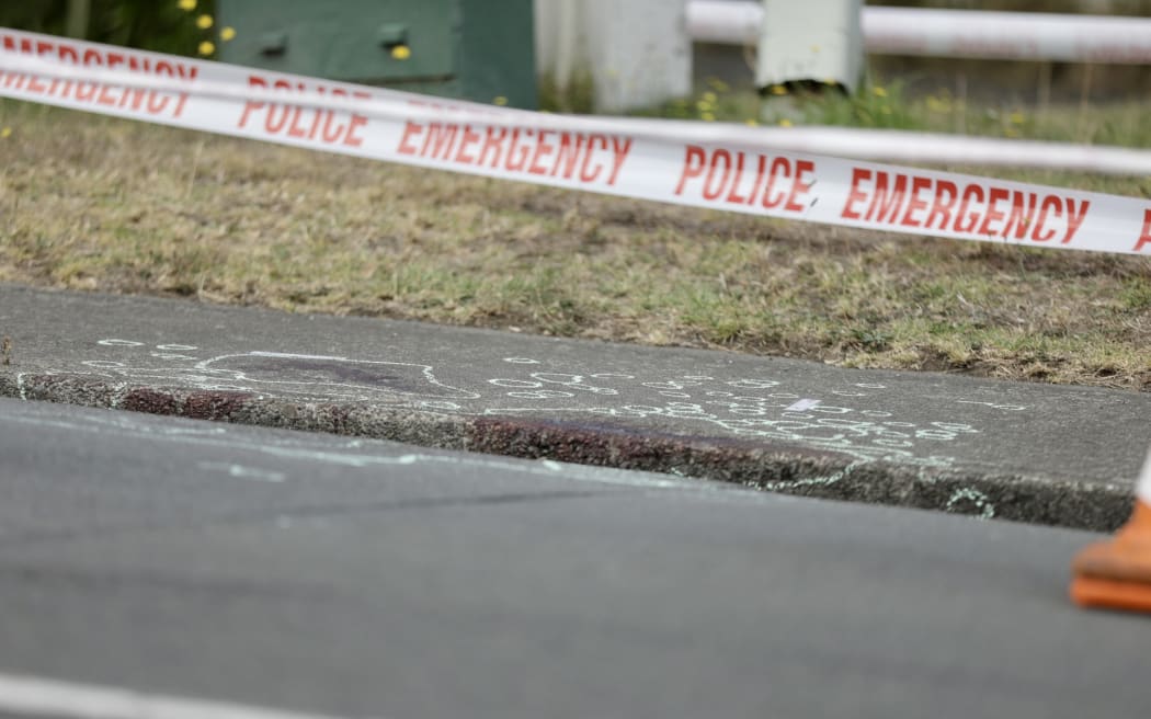 Blood on the pavement on Camperdown Road.