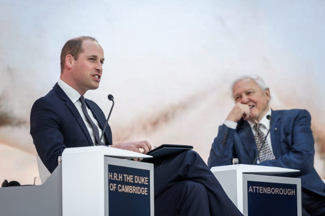 Prince William and Sir David Attenborough talk during the World Economic Forum (WEF) in Davos, Switzerland.