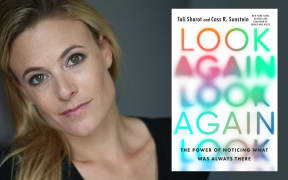Tali Sharot composite image with book