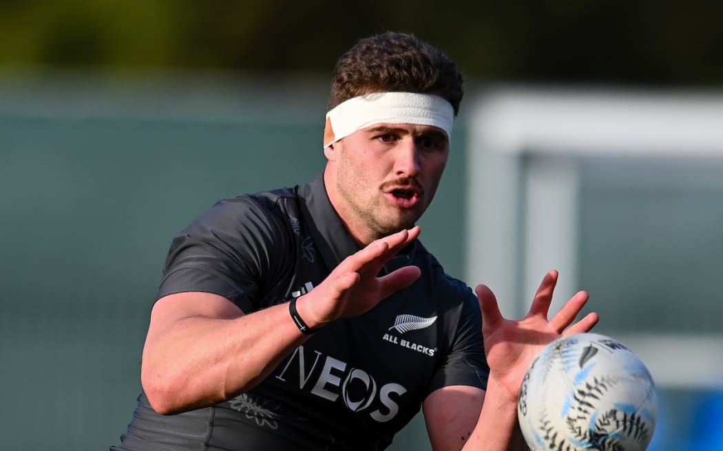 Dalton Papalii during an All Blacks training session at in Christchurch 3 August 2023.