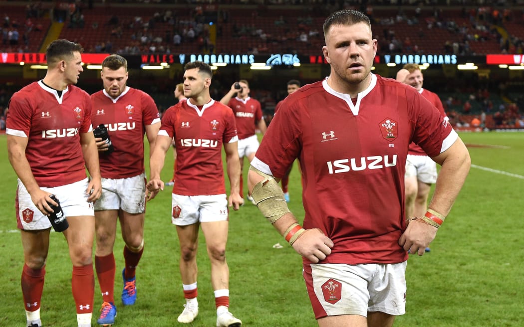 Welsh rugby players following a historic 13-12 loss to Georgia.