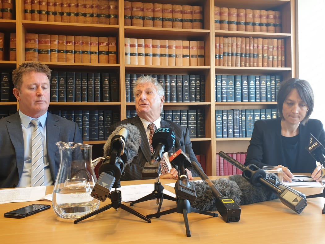 The lawyers for the Afghan villagers (from left) Richard McLeod, Rodney Harrison QC and Deborah Manning.