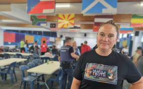 Deputy Prime Minister Carmel Sepuloni at the Civil Defence Centre set up in Saint Leonard's Road School in Kelston, on 28 January, 2023.