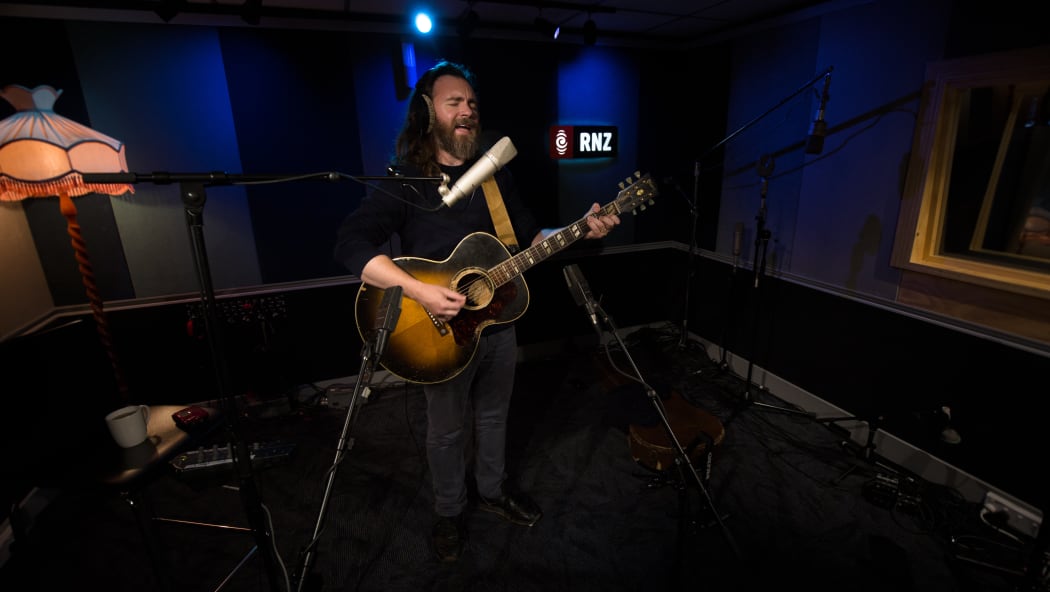 Liam Finn singing Neil Young's 'The Needle and the Damage Done' in the RNZ Auckland studio.