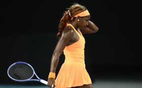 Coco Gauff of USA during the Women’s quarter final match against Elina Svitolina of Ukraine on day 10 of the 2026 Australian Open tennis tournament at Melbourne Park in Melbourne, Tuesday, January 27, 2026. (AAP Image/Joel Carrett/ Photosport)