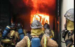 Live fire training at FENZ's Woolston training centre, Christchurch.