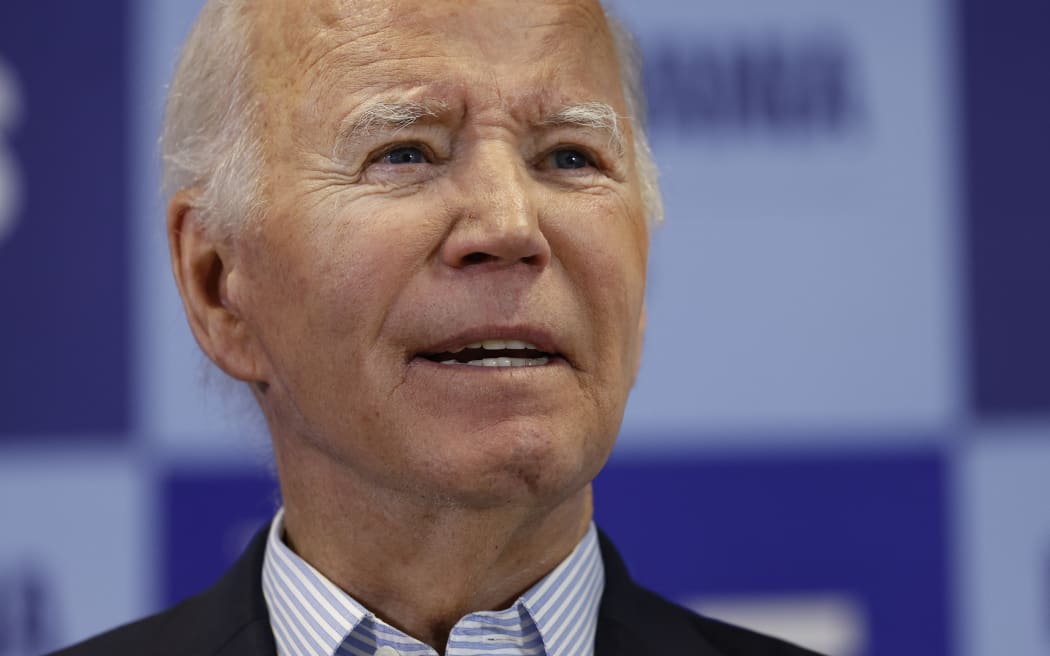 US President Joe Biden speaks at the Carpenters Local Union 445 