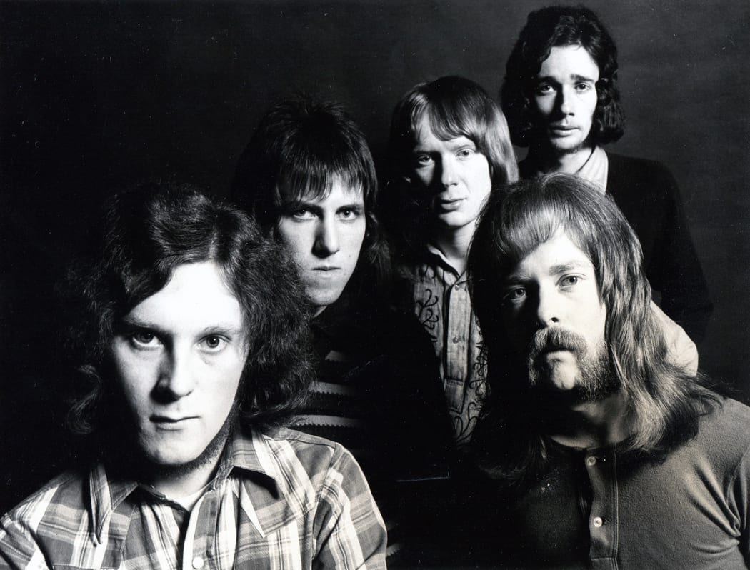 Taylor, 1973. From left: Keith Norris, Clinton Brown, Rick White, Kevin Bayley, Steve McDonald (front right).