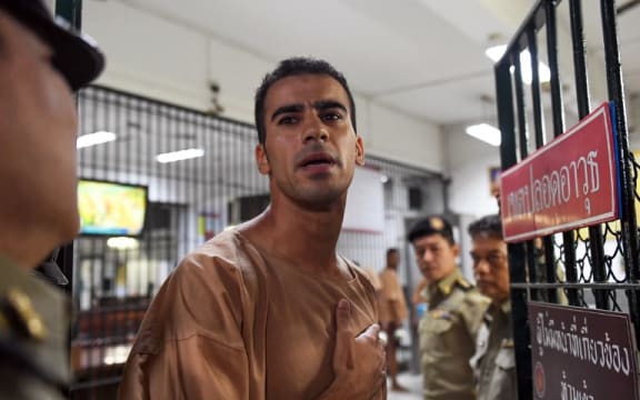 Hakeem al-Araibi, a Bahraini refugee and Australian resident, is escorted to a courtroom in Bangkok.