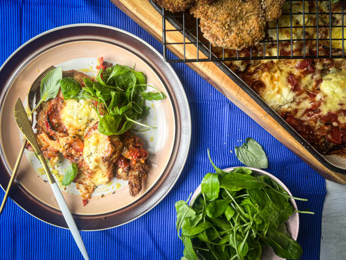Easy eggplant and chicken parmigiana