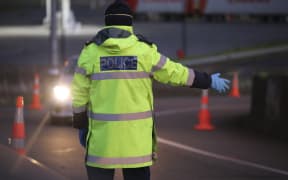 A police checkpoint in Mercer, near Auckland's border with Waikato.