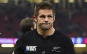 All Blacks captain Richie McCaw at the end of the New Zealand vs Georgia Rugby World Cup 2015 match. Millennium Stadium in Cardiff, Wales, UK. Friday 2 October 2015. Copyright Photo: Andrew Cornaga / www.Photosport.nz