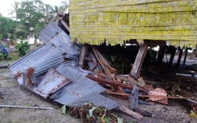 Damage caused by last year's earthquake and tsunami in Temotu, Solomon Islands