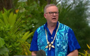 Anthony Albanese, pictured at the 2023 Pacific Islands Forum, is on the way to Vanuatu — but the end game is unclear. (ABC News)