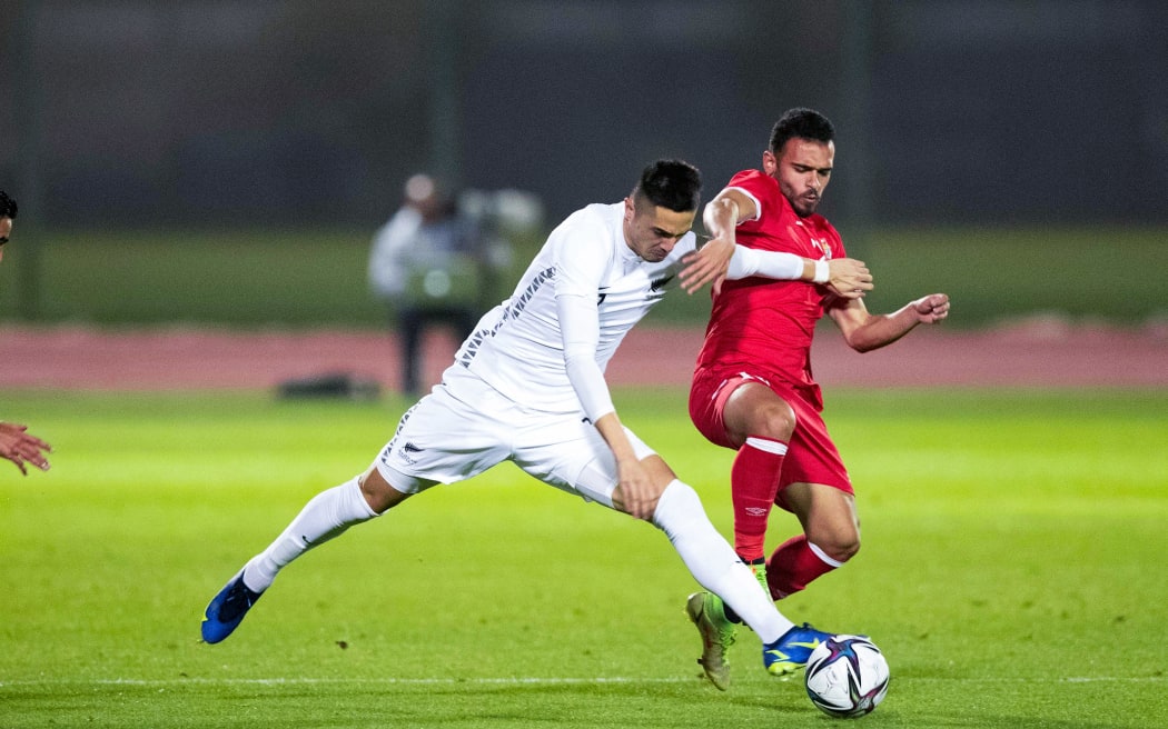Joey Champness of New Zealand in action during their international friendly match between Jordan and New Zealand.