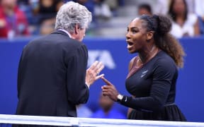 Serena Williams and umpire Carlos Ramos at the US Open