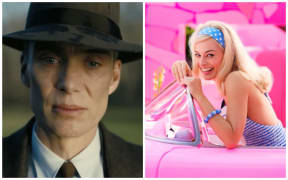Collage pic showing Cillian Murphy as Oppenheimer and Margot Robbie as Barbie