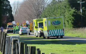 The cordon on Hughes Line after two planes collided mid-air about a kilometre south of Hood Aerodrome in June, 2019. PHOTO/ELI HILL