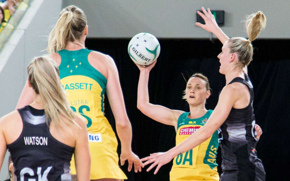 Nat Medhurst in action against the Silver Ferns.