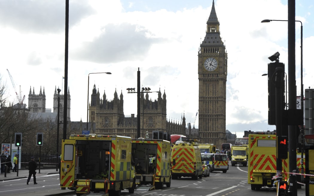 Emergency services on Westminster Bridge.