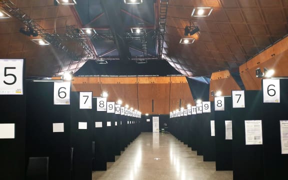 Vaccination booths at the event.