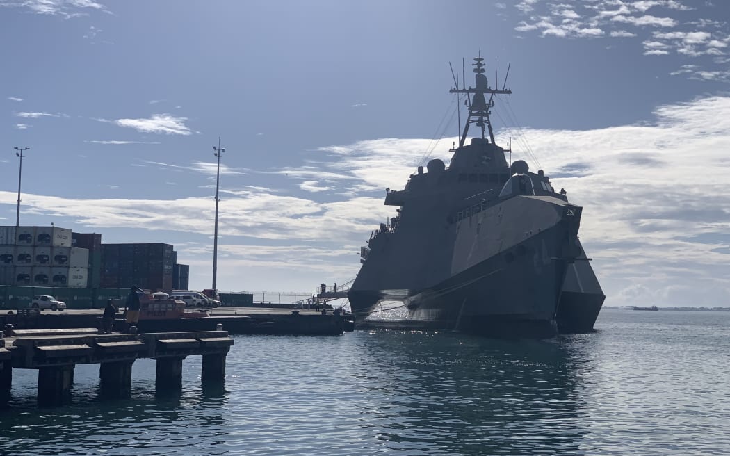 US Littoral Combat Ship docked at Point Cruz in Honiara during the 80th anniversary of the WWII battle of Guadalcanal. 7 August 2022
