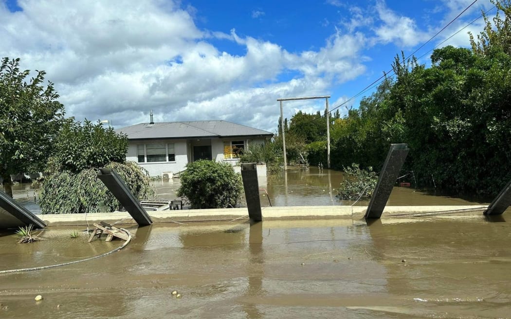 Flood damage on Pakōwhai road in Hastings.  