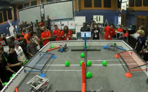 Lynfield College students in action at the national robotics champs in Auckland.