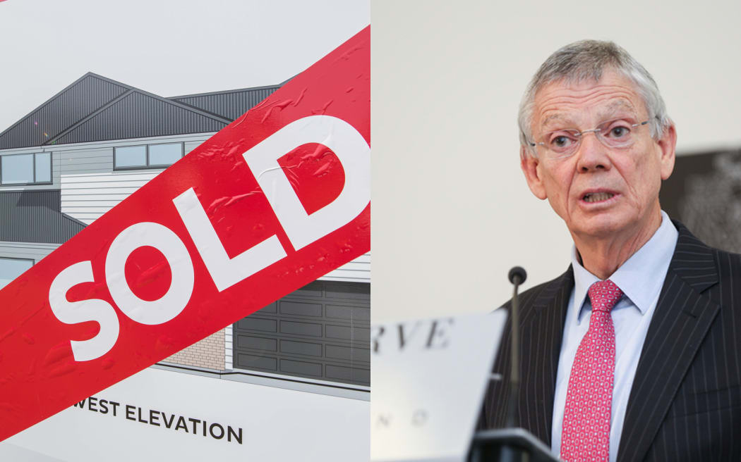 A sold sign and Reserve Bank governor Graeme Wheeler.