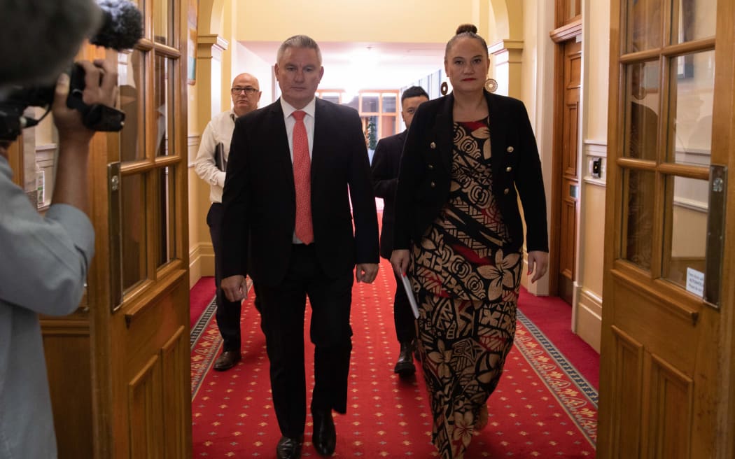Deputy Prime Minister Carmel Sepuloni and Deputy Party Leader Kelvin Davis speak to media following the resignation of Meka Whaitiri