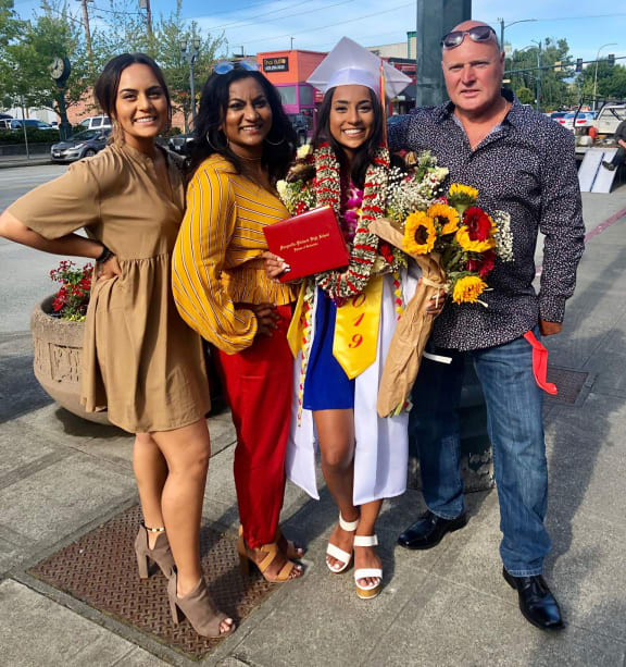 Trina Davis with her family upon graduating from Marysville Pilchuck High School.