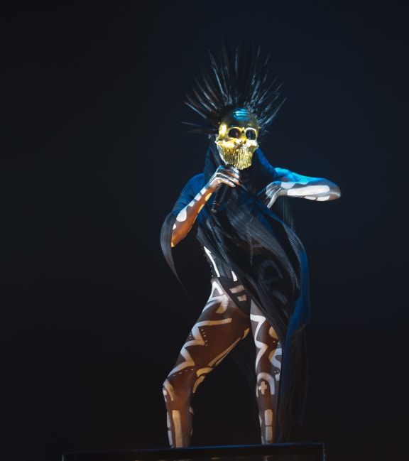 Grace Jones on stage in 2015