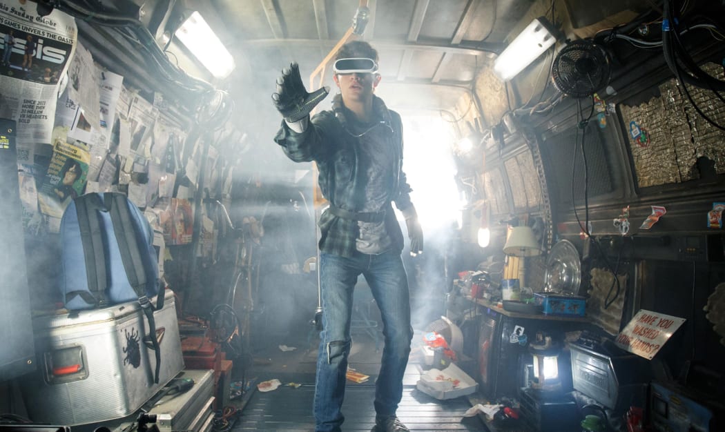 Tye Sheridan under the VR helmet in Spielberg’s Ready Player One.